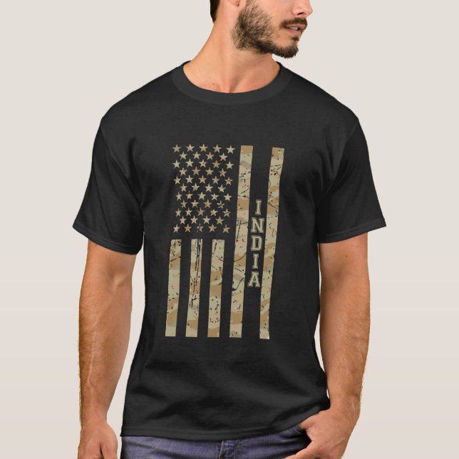 India South Asian Desert Camo Distressed American  T-Shirt (Vorderseite)