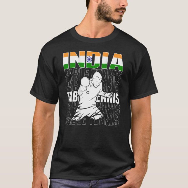 India Table Tennis unterstützt indisches Ping Pong T-Shirt (Vorderseite)