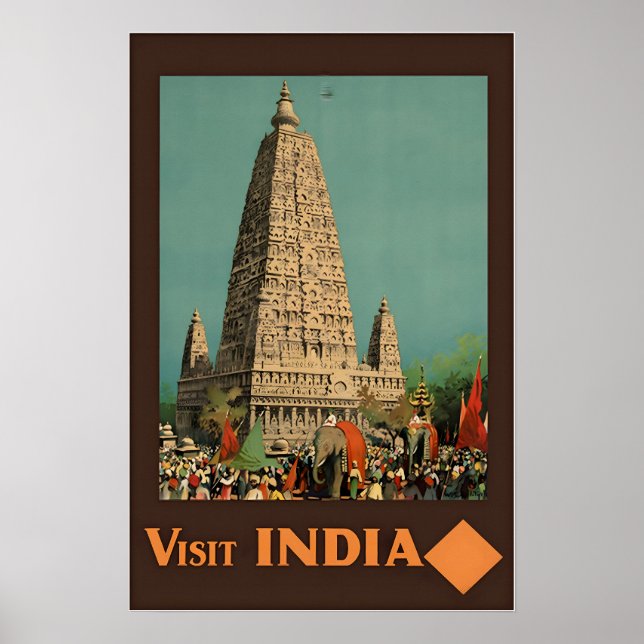 India Temple Print Indian Art Travel Poster (Vorne)