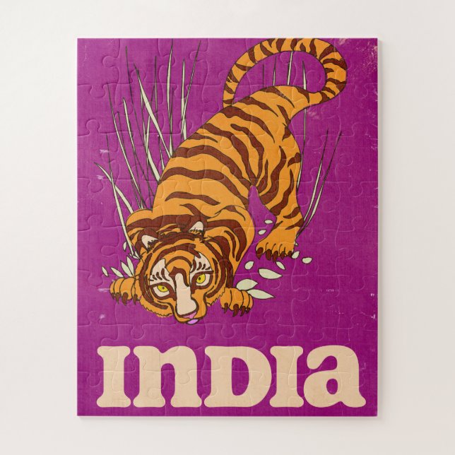 India Tiger Vintage travel poster Puzzle (Vertikal)