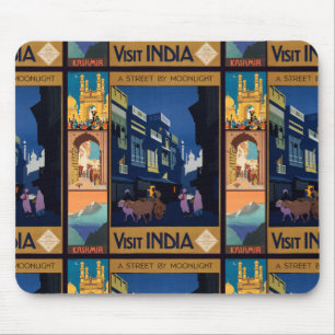 India Travel Poster Collage Mousepad