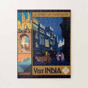 India Travel Poster Collage Puzzle
