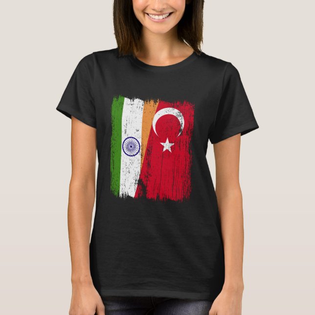 India Turkey Half Flag Turkiye Indian Turkish Heri T-Shirt (Vorderseite)