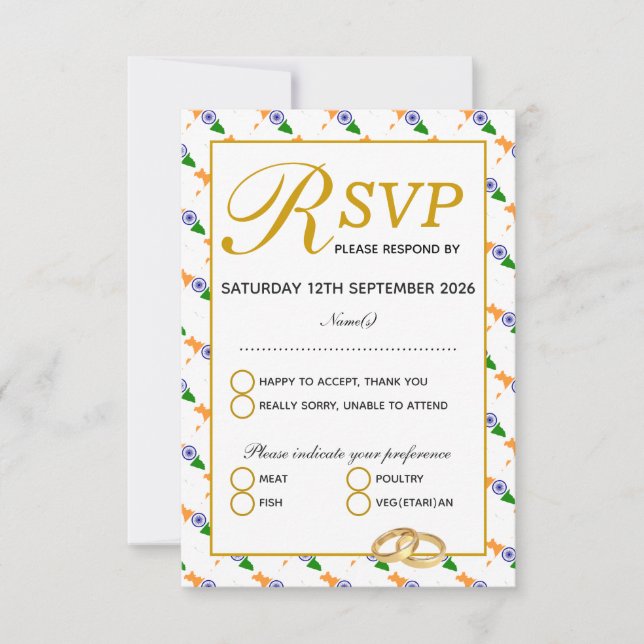 INDIA - UAWG-Antwortkarte für Hochzeiten RSVP Karte (Vorderseite)