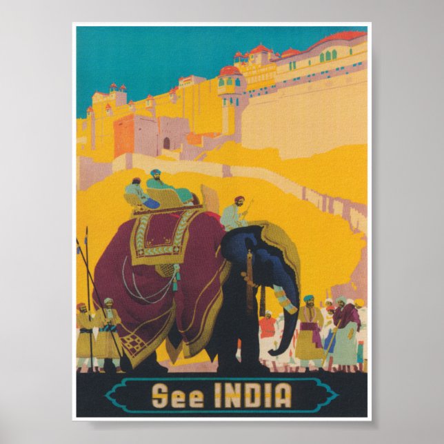 India Vintage Travel Poster (Vorne)
