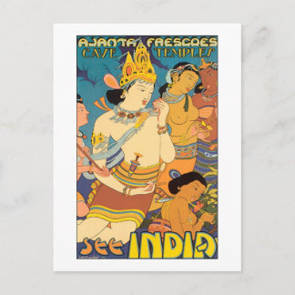 India Vintage Travel Poster Postkarte