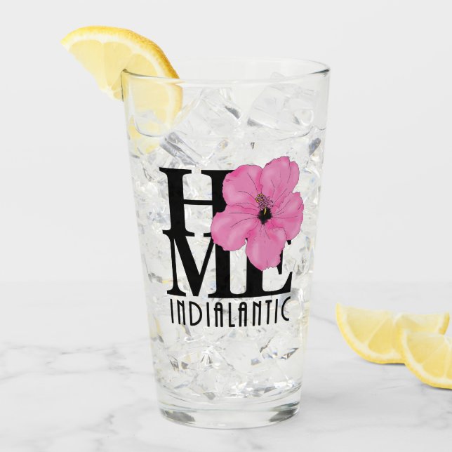 Indialantic ZUHAUSE-Rosa-Hibiskus Glas (Vorderseite Ice)