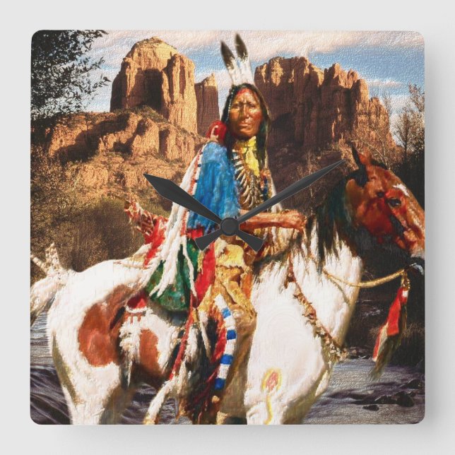 Indian 1A Clock Quadratische Wanduhr (Vorderseite)