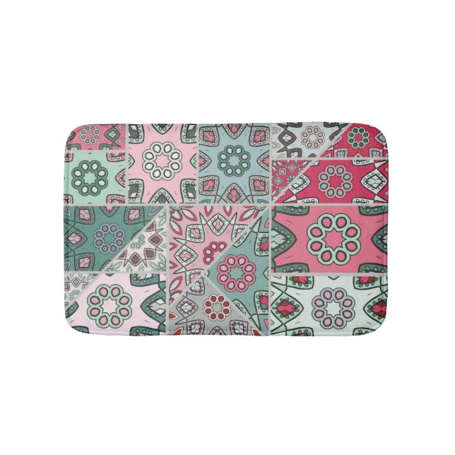 Indian Arabic Patchwork Quilt Vintag Badematte (Vorderseite)