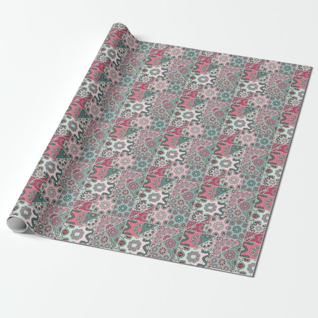 Indian Arabic Patchwork Quilt Vintag Geschenkpapier (Ungerollt)