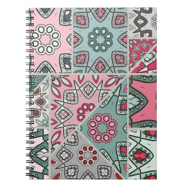 Indian Arabic Patchwork Quilt Vintag Notizblock (Vorderseite)