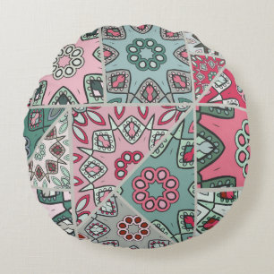 Indian Arabic Patchwork Quilt Vintag Rundes Kissen