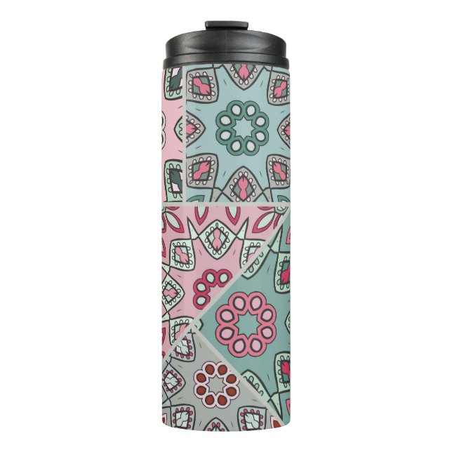 Indian Arabic Patchwork Quilt Vintag Thermosbecher (Vorderseite)