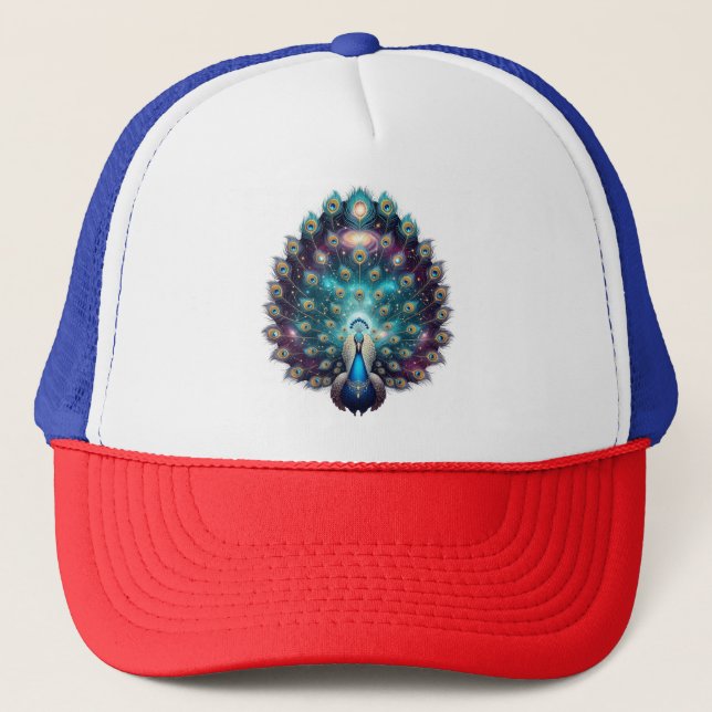 Indian Art Peacock Trucker Cap Truckerkappe (Vorderseite)