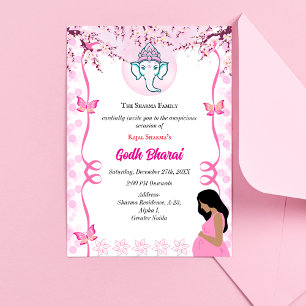 Indian Baby Shower Godh Bharai Hindu Pink Einladung