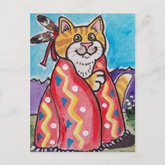 Indian Blanket Cat - Südwestliche Postkarte - nied (Vorderseite)