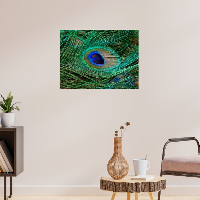 Indian Blue Peacock Feather Poster Print (Wohnzimmer 3)