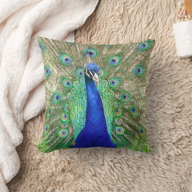 Indian Blue Peacock Throw Kissen (Decke)