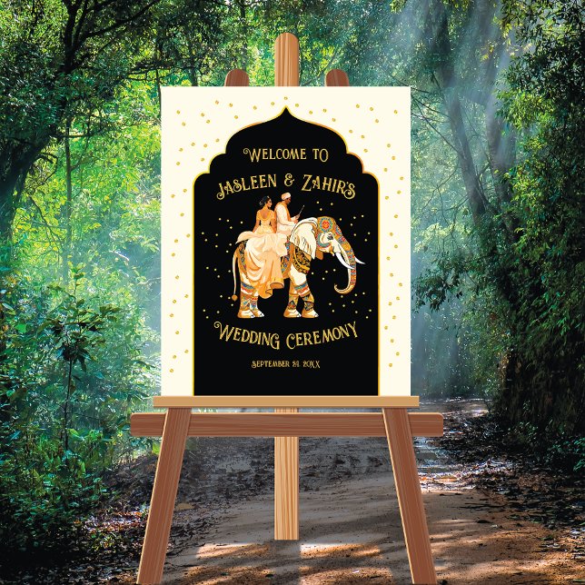Indian Bride Groom Elephant Wedding Welcome Sign Poster (Von Creator hochgeladen)