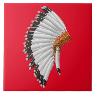 Indian Chief Feather Hat Design Fliese