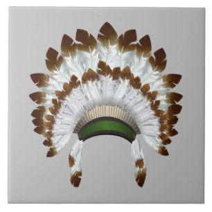 Indian Chief Feather Hat Design Fliese