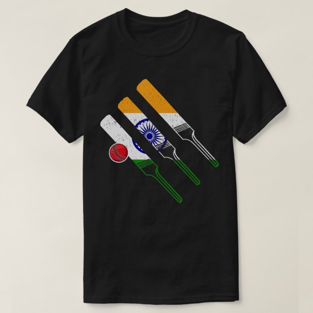 Indian Cricket Indian Flag für Cricket Player Cr T-Shirt (Design vorne)
