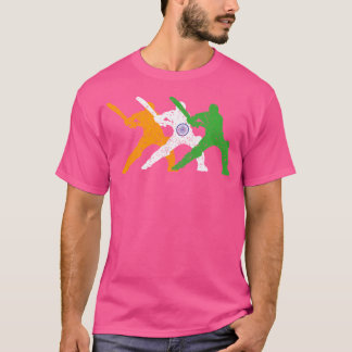 Indian Cricket Team Cricketer Fan Batsmen Flag T-Shirt