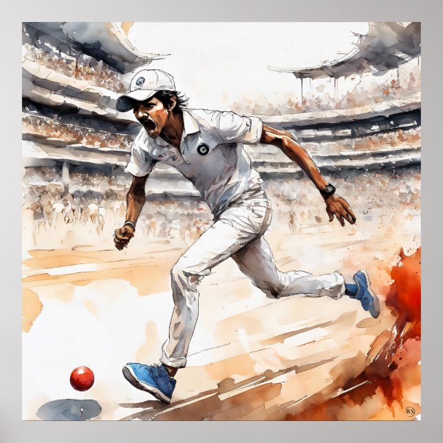 Indian Cricketer - ArchivCricket Print Poster (Vorne)