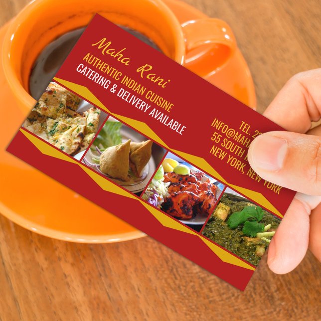 Indian Cuisine Business Card Visitenkarte (Von Creator hochgeladen)
