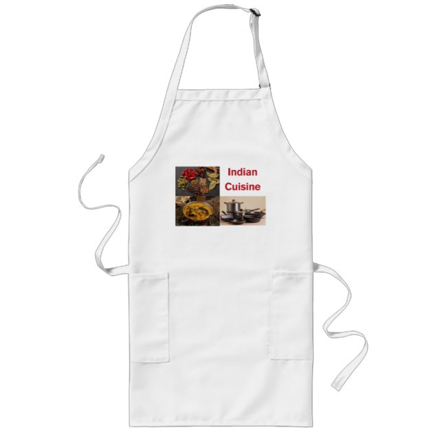 Indian Cuisine Chef’s Apron – Traditional Food Art Lange Schürze (Vorne)