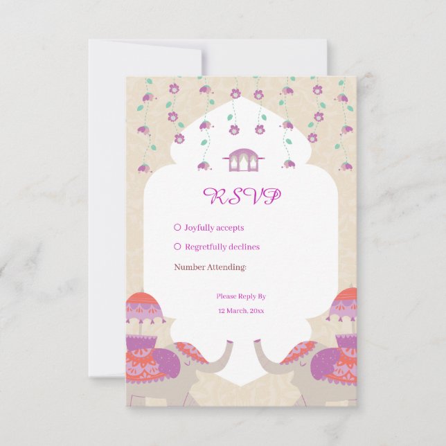 Indian Elegance Hochzeit RSVP Karte (Vorderseite)