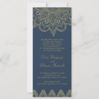 Indian Elegant Navy Gold Mehndi Hindu Wedding Invi