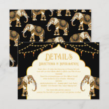 Indian Elephant lights Wedding Details Info-Karte