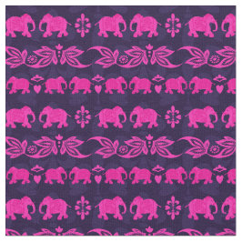 Indian Elephant Pink Blue Sari Muster Stoff