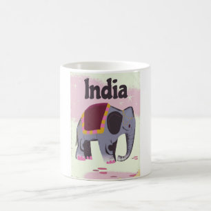 Indian Elephant Vintage Reiseplakat drucken. Tasse