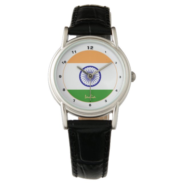 Indian Flag & India trendy fashion /design watch Armbanduhr (Vorderseite)