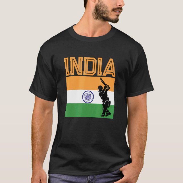 Indian Flag Proud Indian Cricket Player Graphic T-Shirt (Vorderseite)