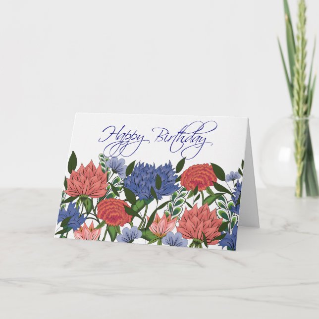 Indian Floral Birthday Card Karte (Vorderseite)