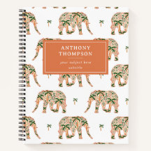 Indian Floral Paisley Ornate Elephants Custom Name