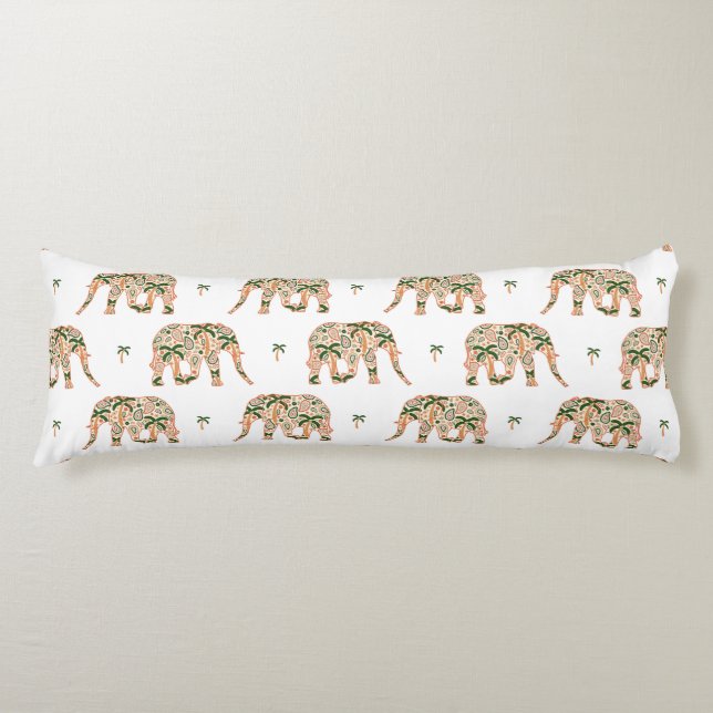 Indian Floral Paisley Ornate Elephants Seitenschläferkissen (Vorderseite)