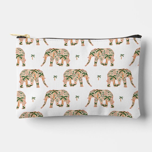 Indian Floral Paisley Ornate Elephants Zubehörtasche (Vorderseite)