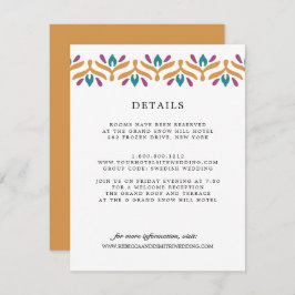 Indian Folk Art Mustard WEDDING Gastdetails Begleitkarte