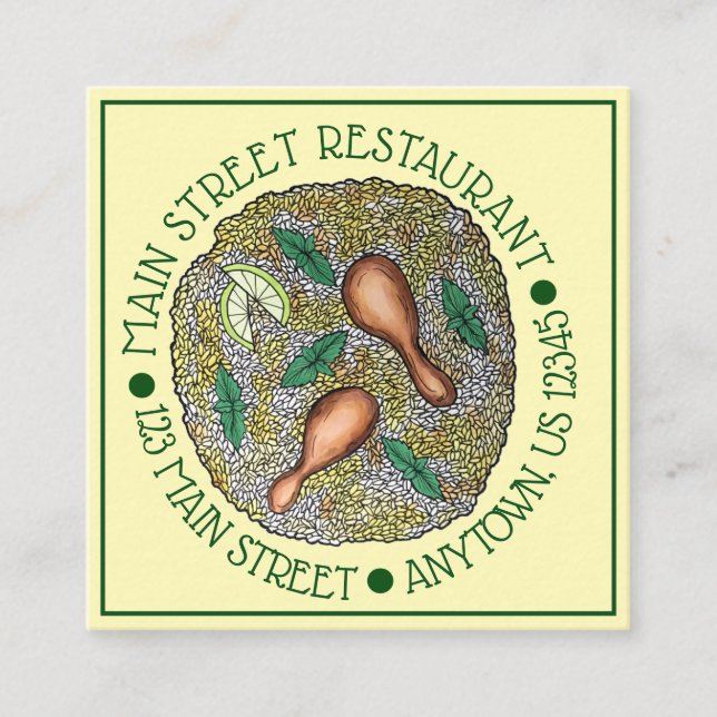 Indian Food Cuisine Restaurant Chicken Biryani Quadratische Visitenkarte (Vorderseite)