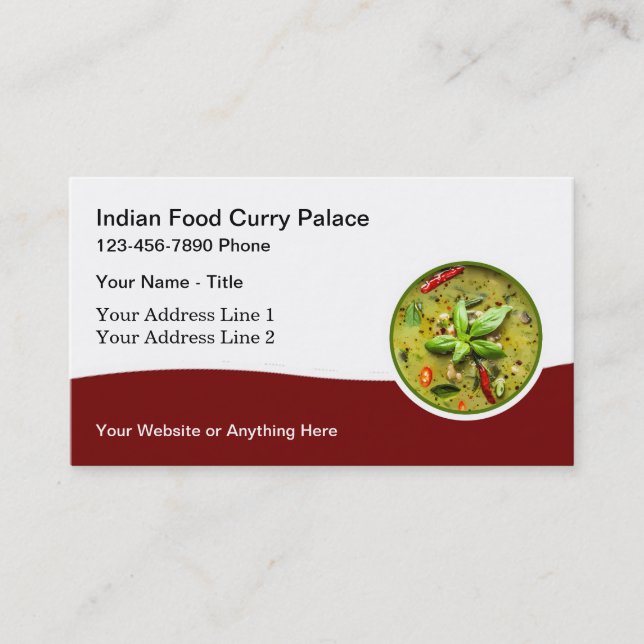 Indian Food Restaurant Cuisine Business Cards Visitenkarte (Vorderseite)