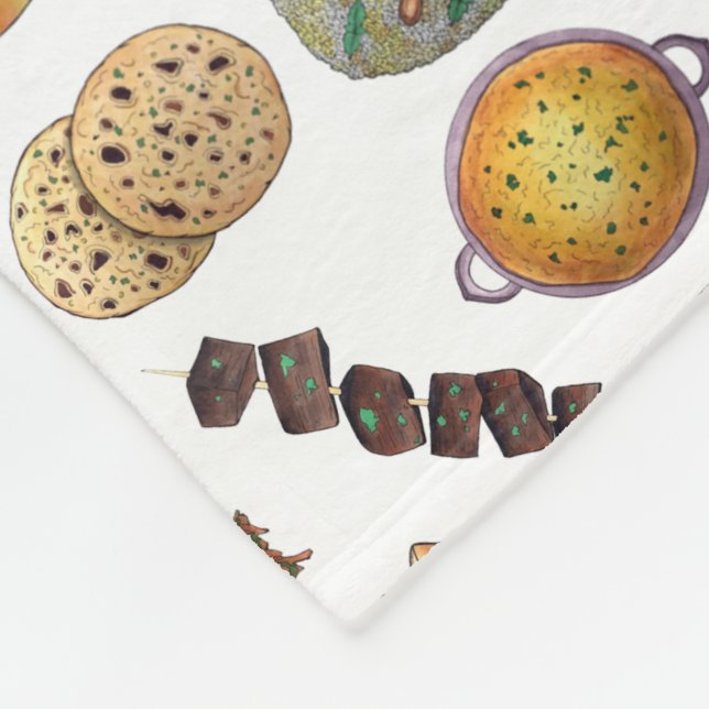 Indian Foods Geschirr Cuisine of India Illustratio Fleecedecke (Ecke)