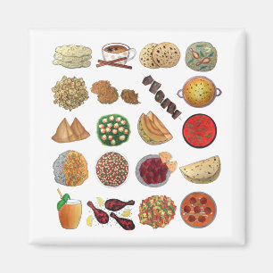 Indian Foods Geschirr Cuisine of India Illustratio Magnet
