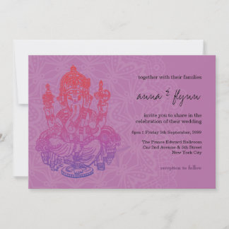 Indian Ganesh Lila Lilac Wedding Einladung