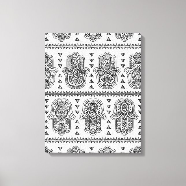 Indian Hand Drawn Hamsa Doodle 6 Leinwanddruck (Vorderseite)
