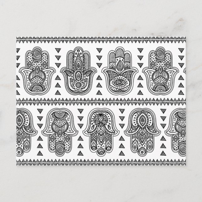 Indian Hand Drawn Hamsa Doodle Postkarte (Vorderseite)