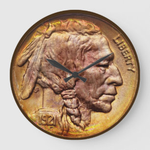 Indian Head Nickel Coin Collector Modern Acrylate Große Wanduhr